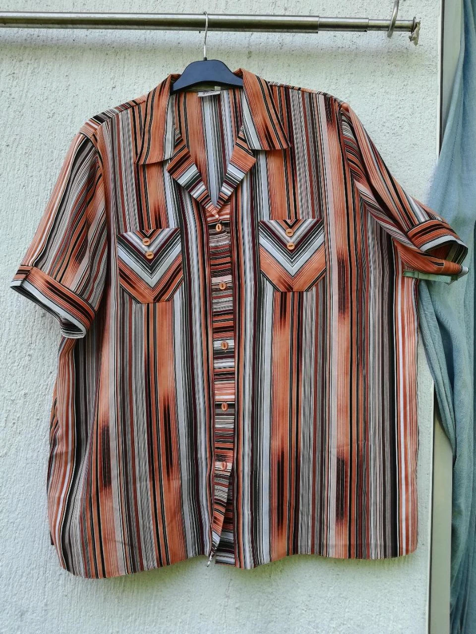 Tunique/Chemisier fluide rayé Orange/Brun/Blanc/Gris T.XXL